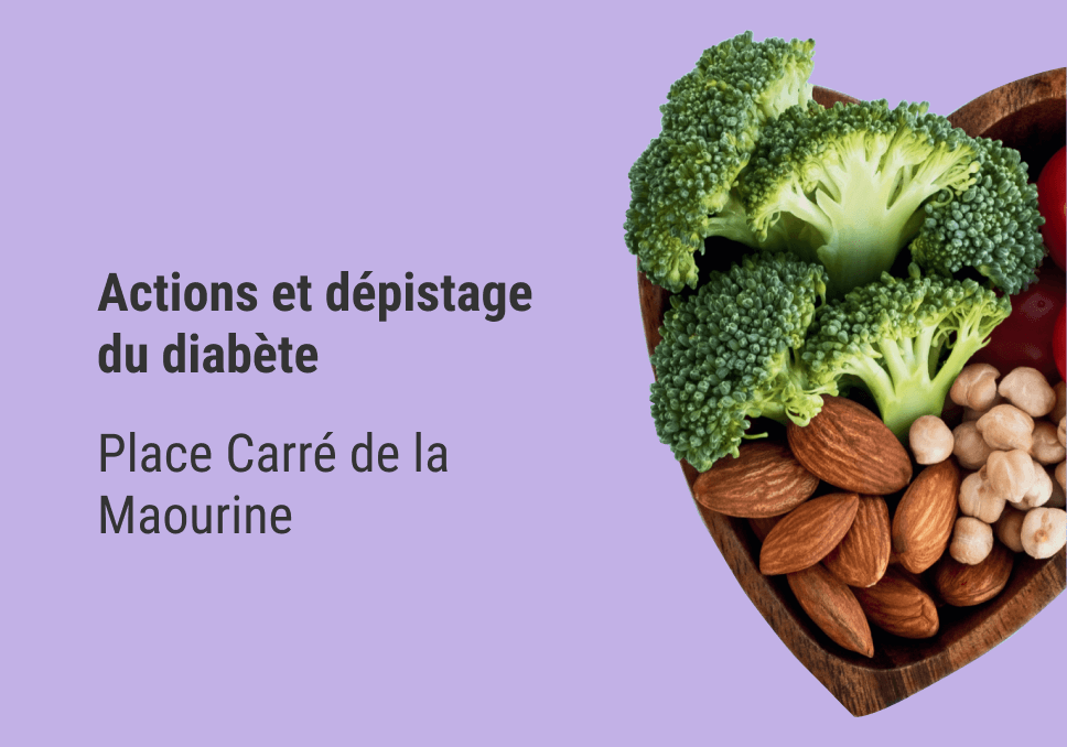 Sur l'image, nous pouvons lire "Actions et dépistage du diabète : place carré de la Maourine".