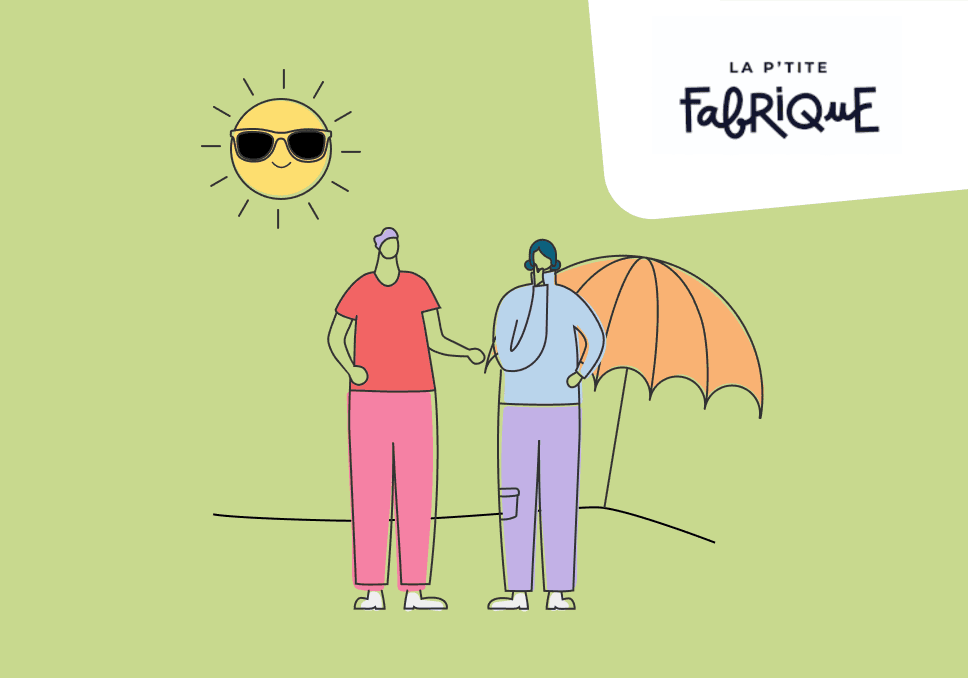 Sur l'image, nous pouvons voir un homme et une femme en train de se poser des questions ! En haut à droite, nous pouvons voir le logo de "la Ptite Fabrique".